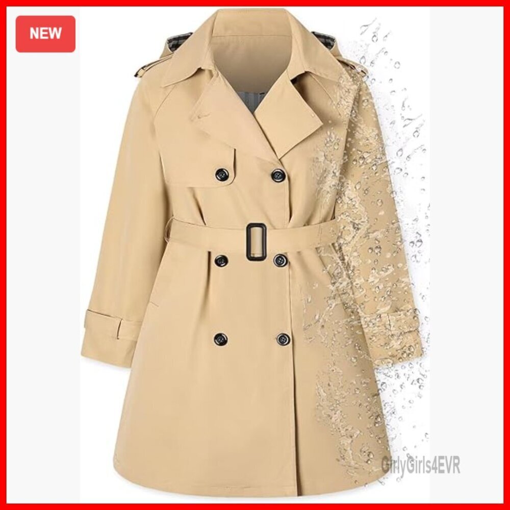 Waterproof Hooded Trench Coat Rain Jacket Women's 2XL